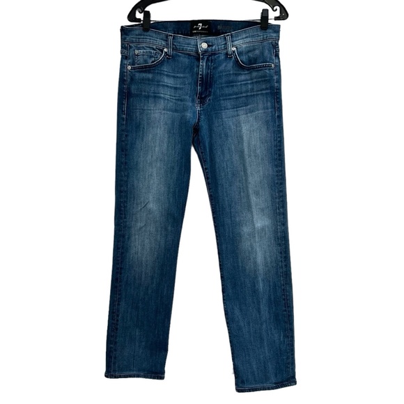 7 FOR ALL MANKIND MEDIUM BLUE SLIMMY LUXE PERFORMANCE JEANS - Picture 9 of 10